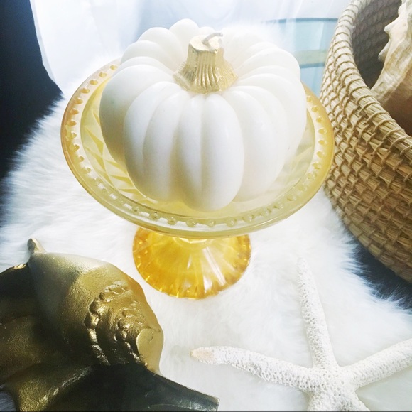 MID CENTURY MOD Golden Frosted Pedestal Candy Dish - Picture 2 of 7